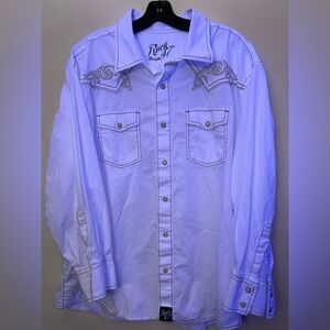 Rock 47 by Wrangler Men's White Embroidered Shirt